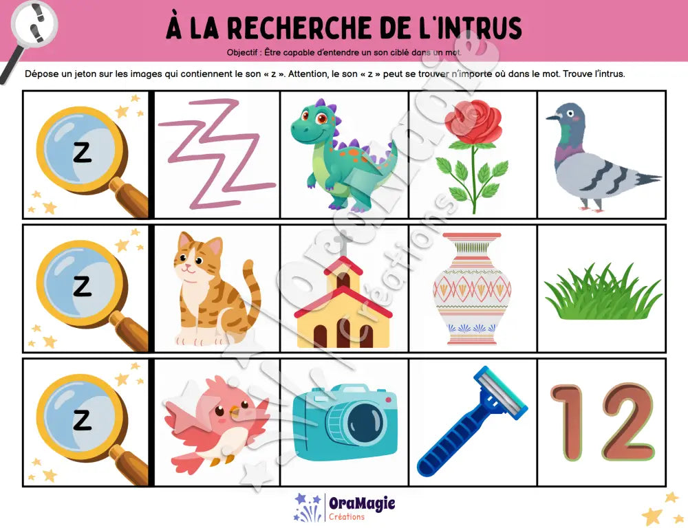 À la recherche de l’intrus - Identifier le son z dans des mots - Produit numérique