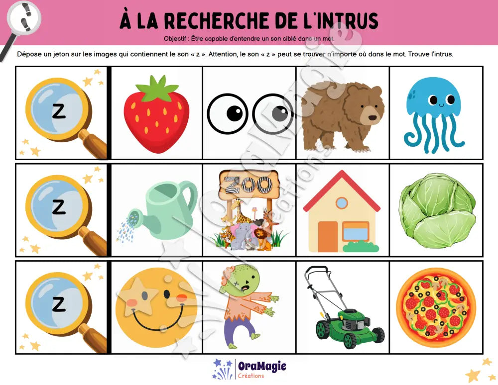À la recherche de l’intrus - Identifier le son z dans des mots - Produit numérique