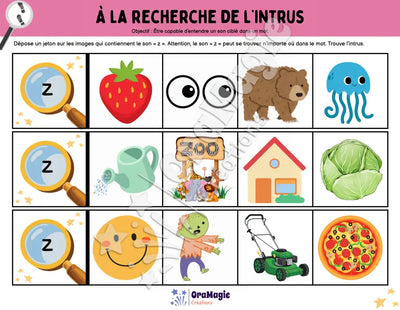 À la recherche de l'intrus - Identifier le son z dans des mots