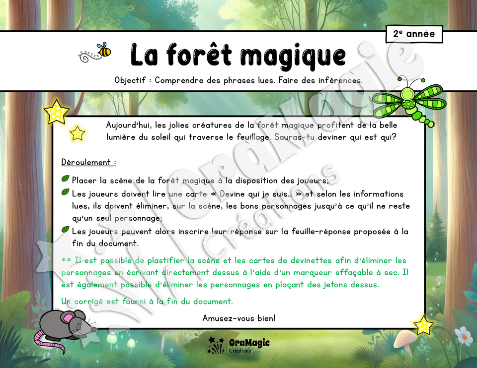 La forêt magique - Compréhension de lecture - 2e année - 5$.pdf