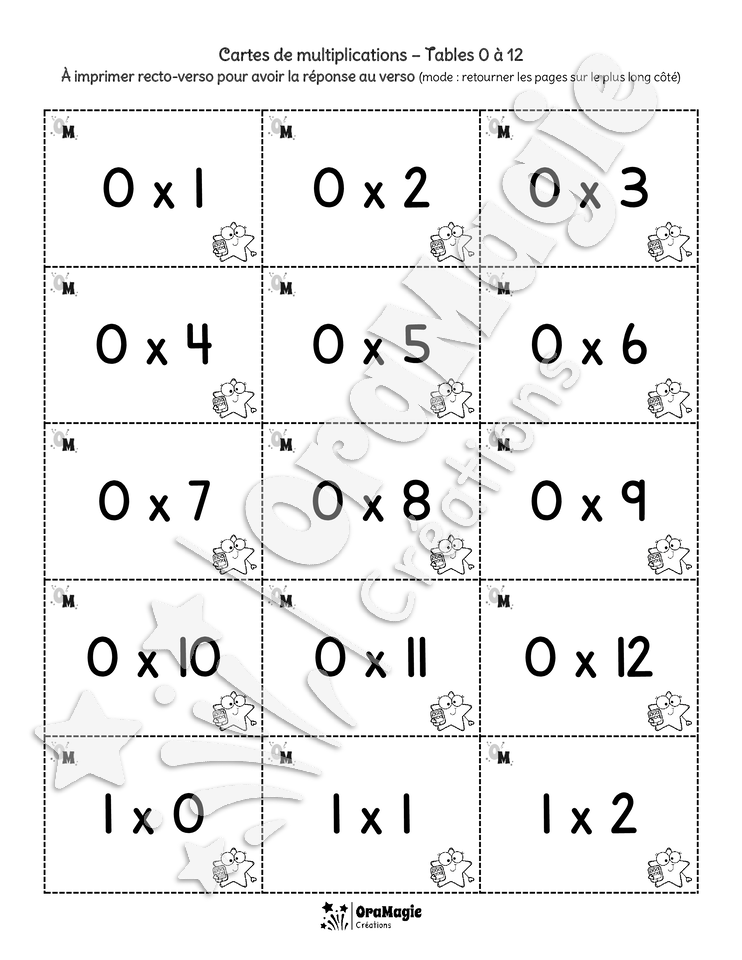 Cartes de multiplications avec réponse au verso - Tables 1 à 12 - 2e et 3e cycles - 4$.pdf