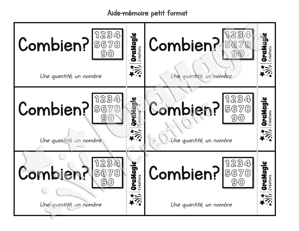 Affiche et aide-mémoire COMBIEN - Pronom interrogatif