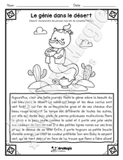 Compréhension de lecture - Lis et colorie - Le génie dans le désert - 2e année.pdf