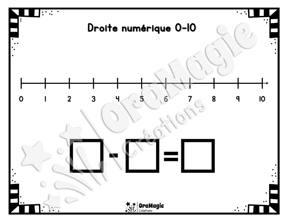 Droite numérique 0-10 - Supports visuels pour addition et soustraction