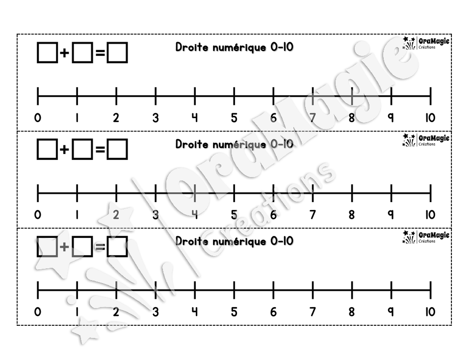 Droite numérique 0-10 - Supports visuels pour addition et soustraction