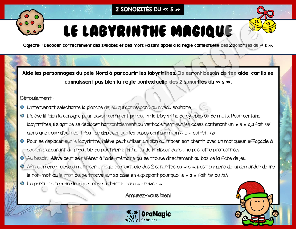 Le labyrinthe magique des 2 sonorités du s - Thème Noël - Langage écrit.pdf