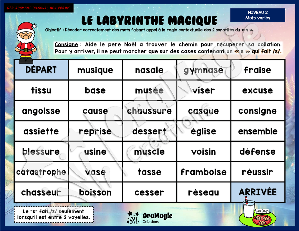 Le labyrinthe magique des 2 sonorités du s - Thème Noël