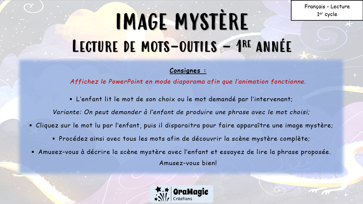 PPT Lecture de mots outils 1re année - Image cachée - Lecture seule.pptx