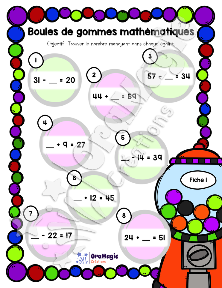 Boules de gommes mathématiques - 3e et 4e années - Nombre manquant.pdf