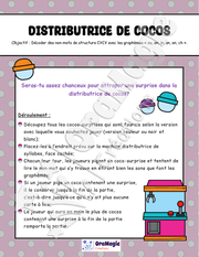 Distributrice de cocos - Décodage non-mots CVCV avec graphèmes -an, en, in, on, ou, ch- 1re année - 4$.pdf