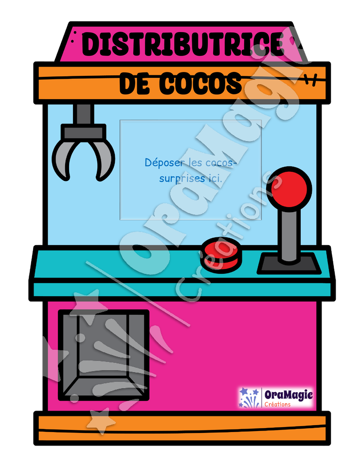 Distributrice de cocos - Décodage non-mots CVCV avec graphèmes -an, en, in, on, ou, ch