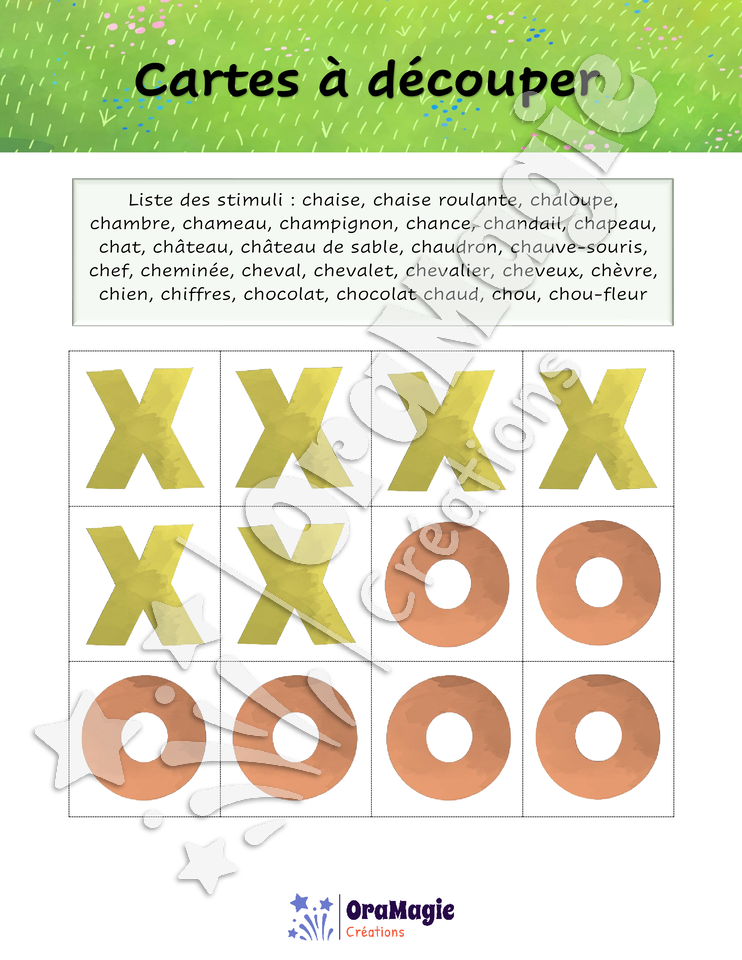 Tic-tac-toe du son -ch- position initiale