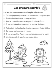 Compréhension de lecture - Lis et colorie - Les pingouins sportifs - 1re année - 2$.pdf