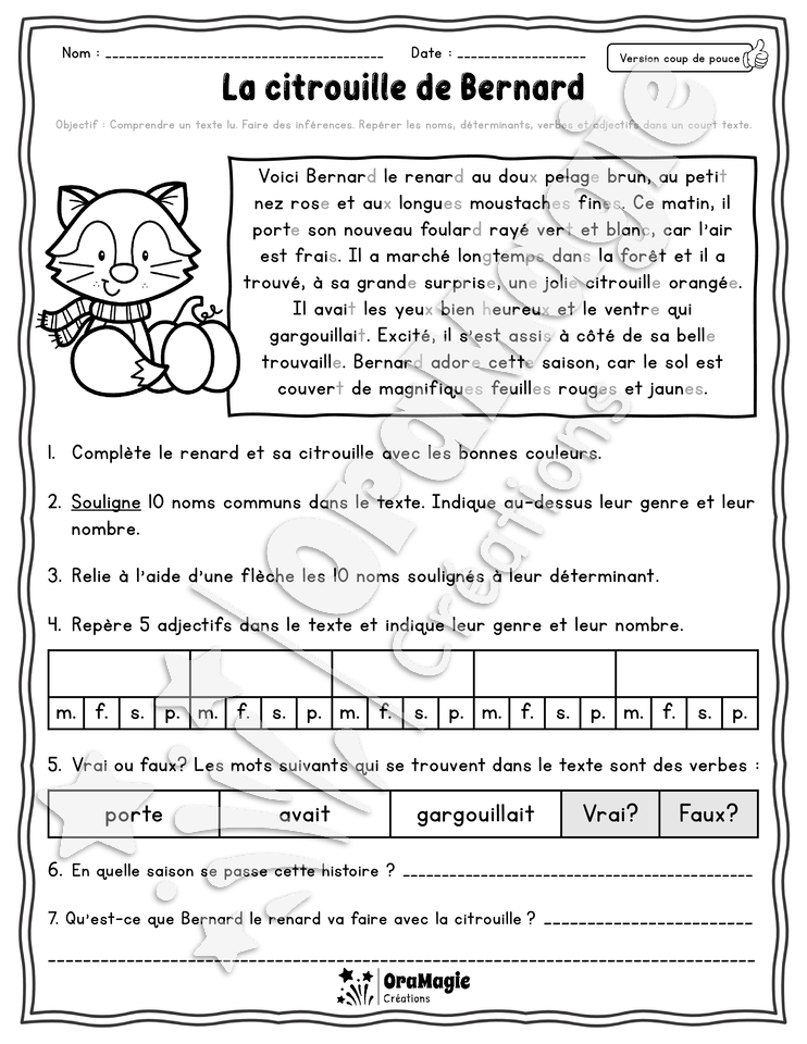 Collection lecture et grammaire - La citrouille de Bernard