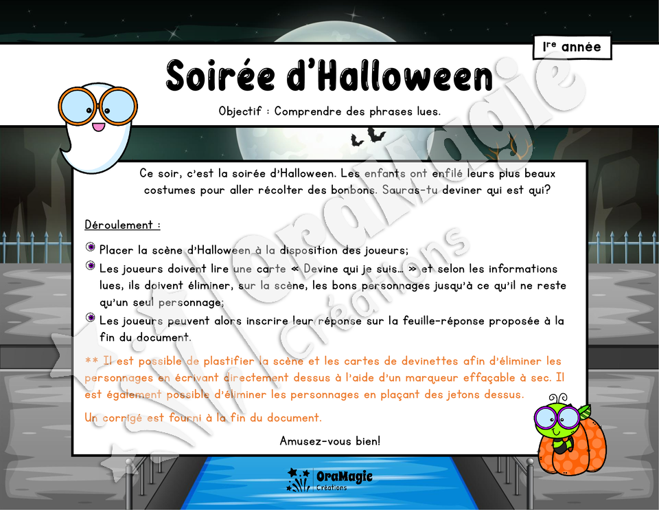 Soirée d'Halloween - Compréhension de lecture - 1re année - 5$.pdf
