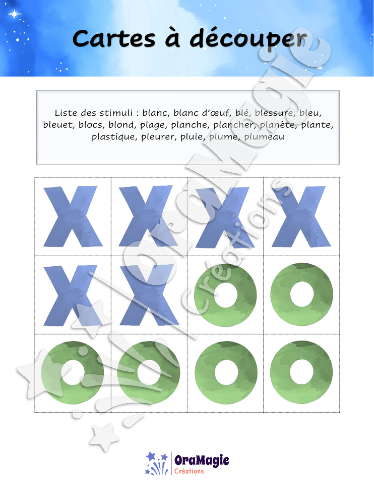 Tic-tac-toe groupes consonantiques -pl-bl-