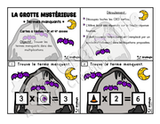 Cartes à tâches - Halloween - La grotte mystérieuse - Terme manquant multiplications - 3e-4e année - Mathématiques - 6$.pdf