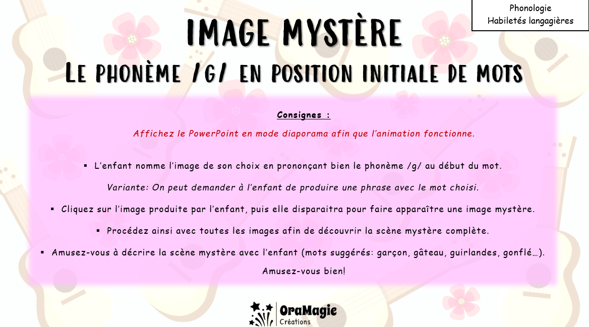 PPT Phonème -g- position initiale - Image cachée - Lecture seule.pptx