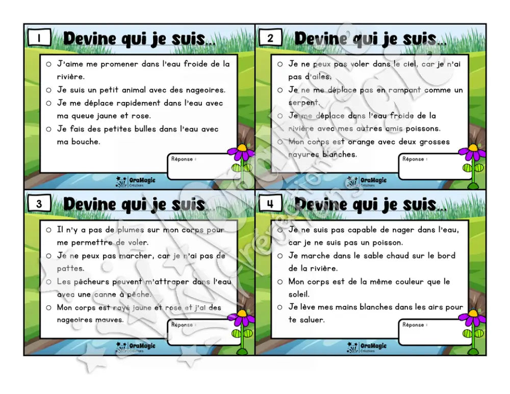 Au bord de la rivière - Compréhension de lecture