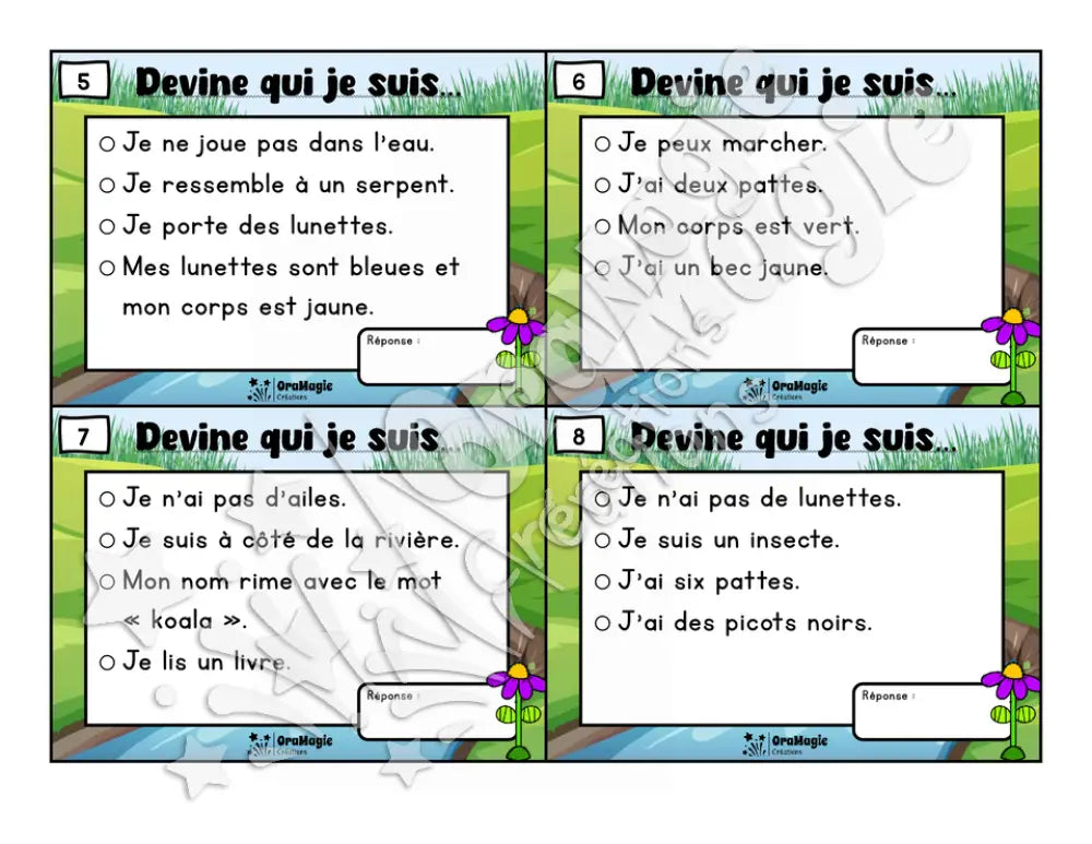 Au bord de la rivière - Compréhension de lecture