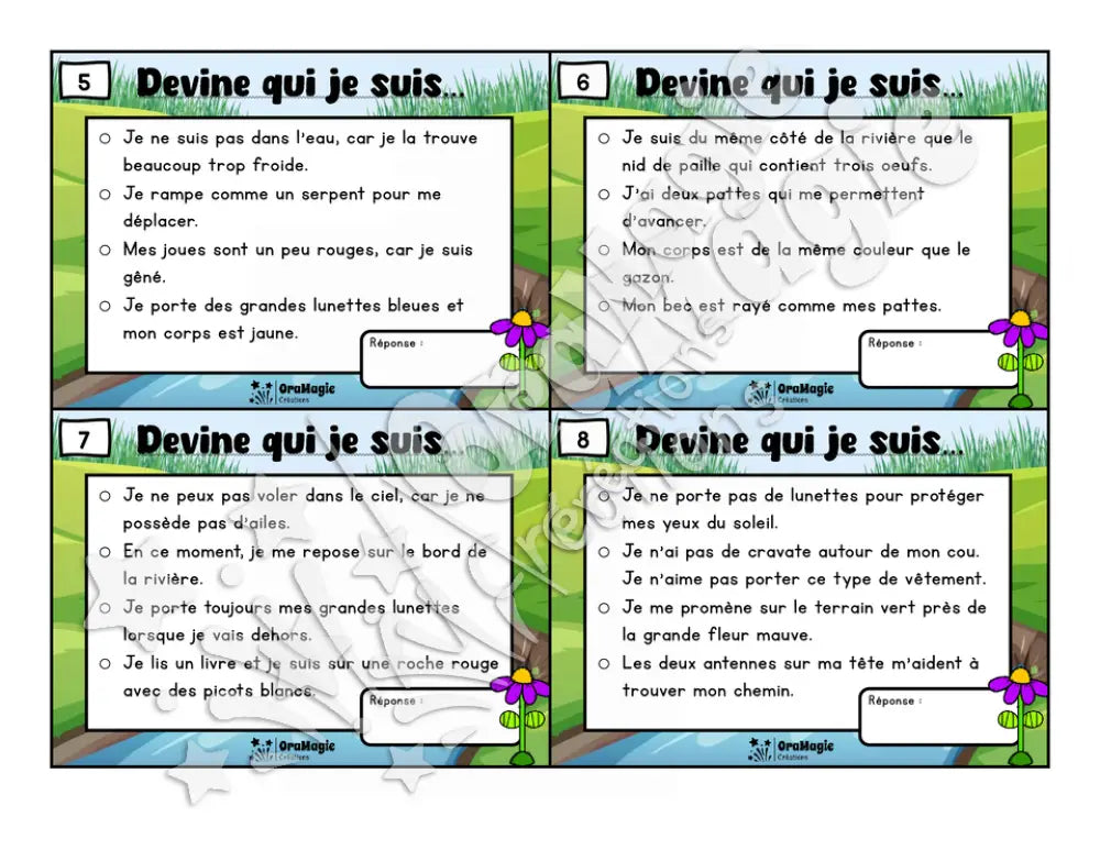 Au bord de la rivière - Compréhension de lecture