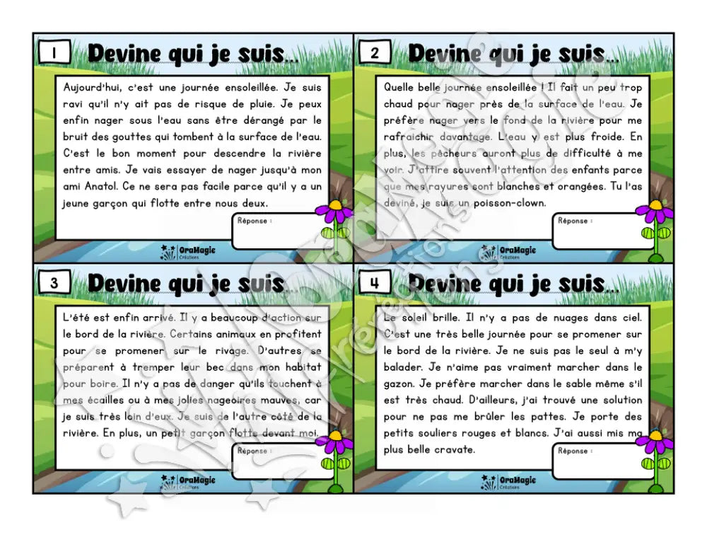 Au bord de la rivière - Compréhension de lecture