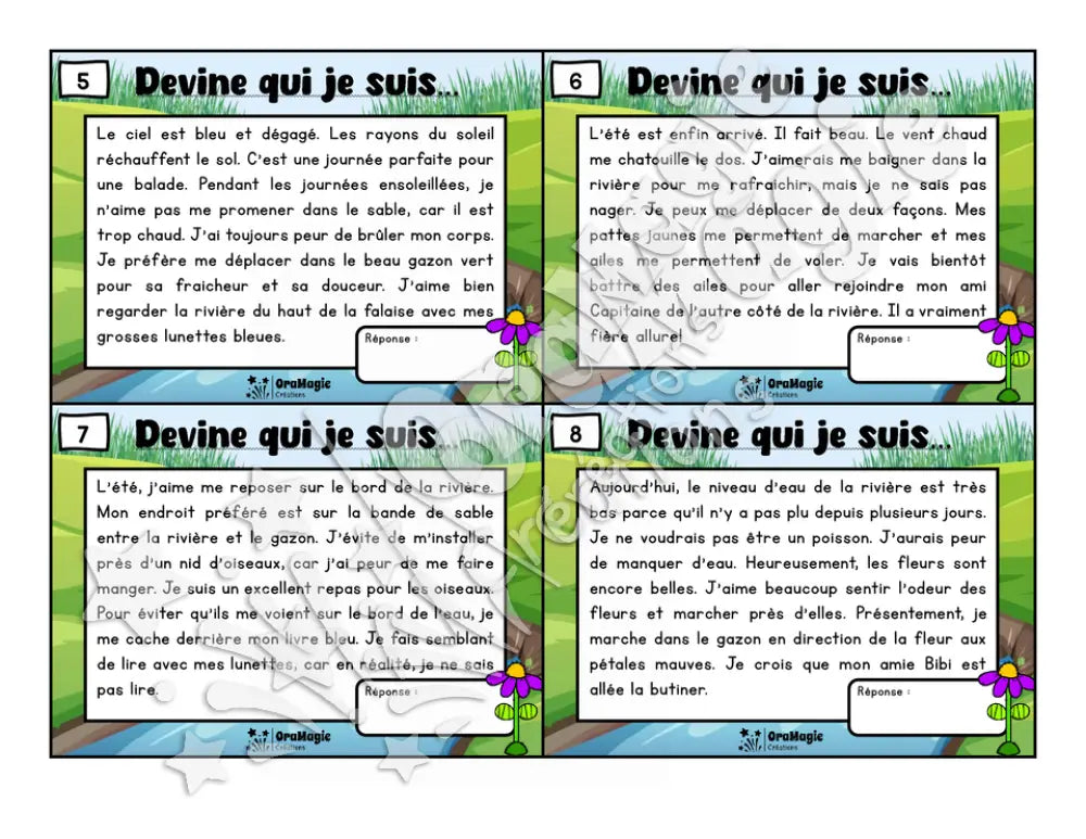 Au bord de la rivière - Compréhension de lecture