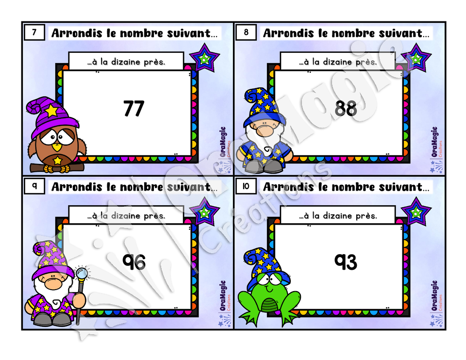 Cartes à tâches - Arrondis-magie - 2e année