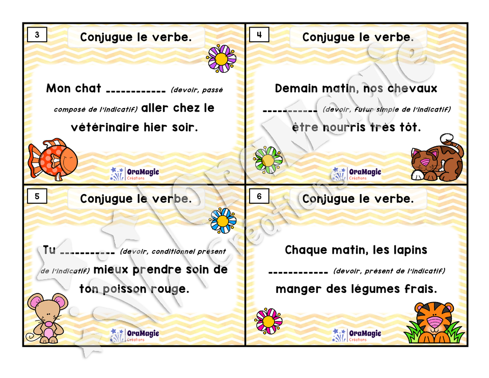 Cartes à tâches - Expert de la conjugaison - Devoir