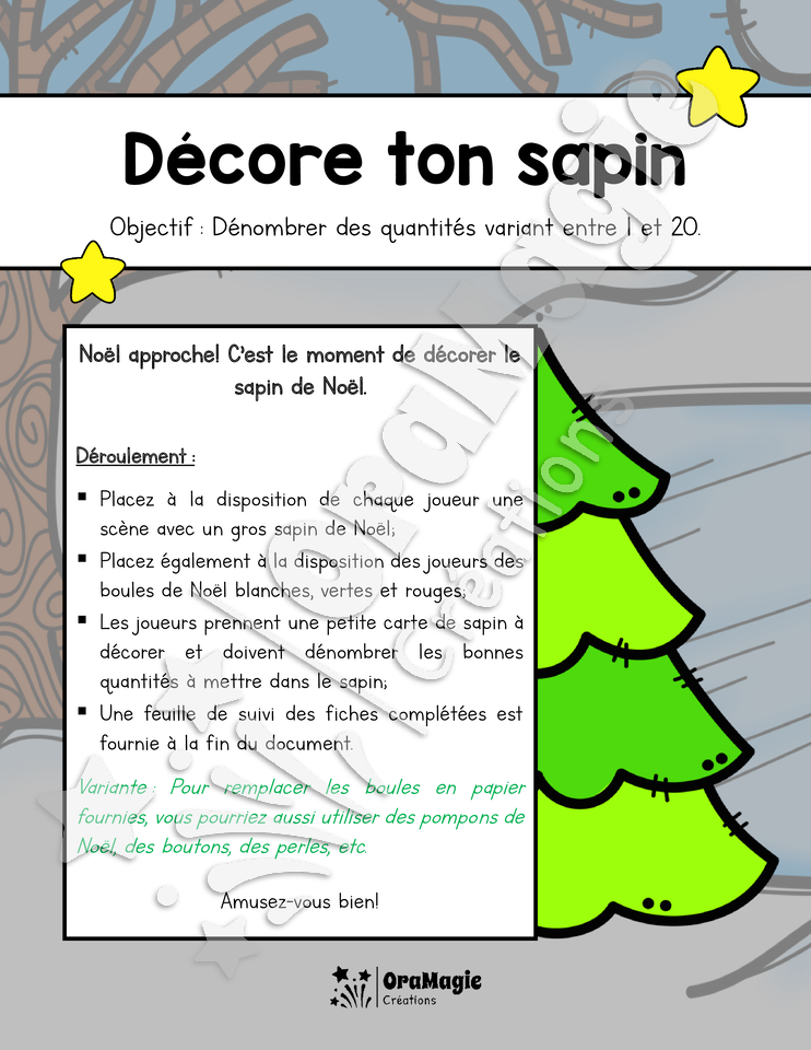 Décore ton sapin - Atelier dénombrement 1-20 - Préscolaire - 1re année - 3$.pdf
