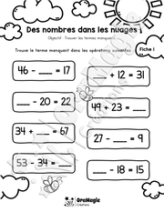 Des nombres dans les nuages - 3 fiches corrigé - Terme manquant - 2e année - 2$.pdf