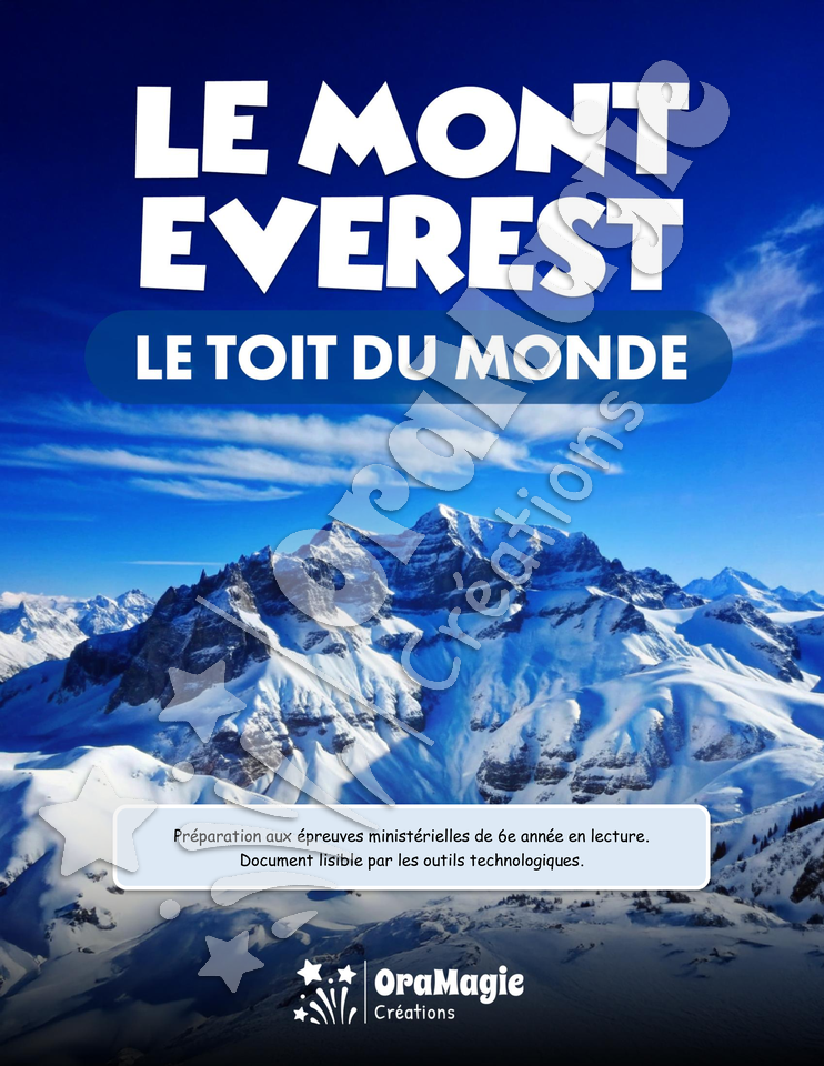 Le mont Everest - Compréhension lecture 6e année - Texte courant - Préparation examen ministère.pdf
