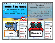 Cartes à tâches - Noms à la plage - Genre et nombre des noms - 1er et 2e cycles - 4$.pdf