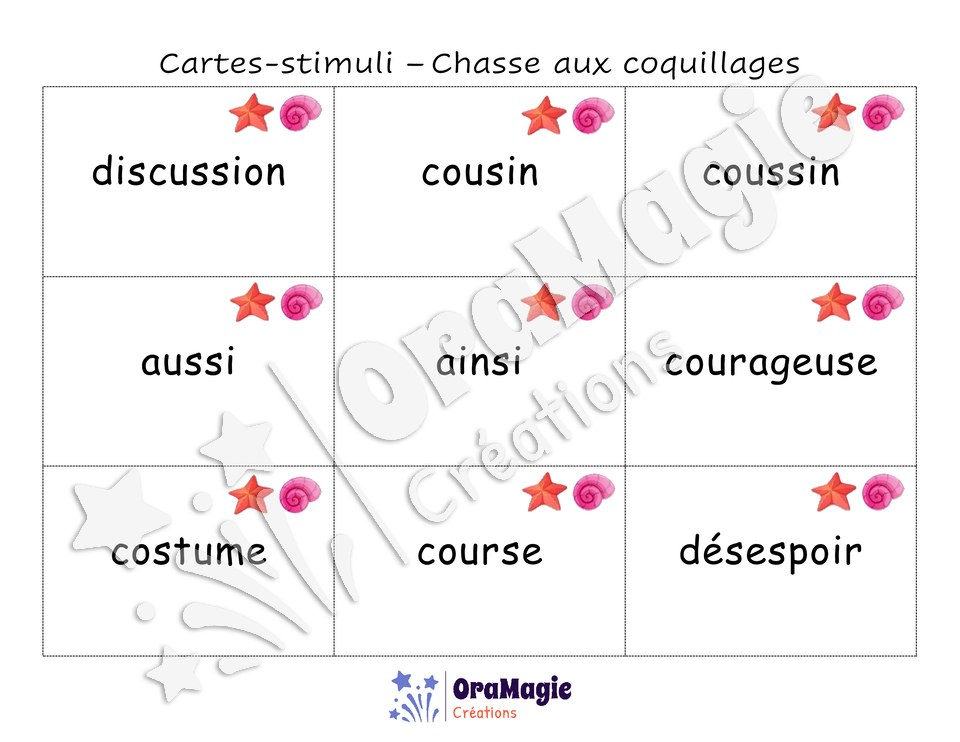 Confusions S-SS - Niveau 5 - Chasse aux coquillages