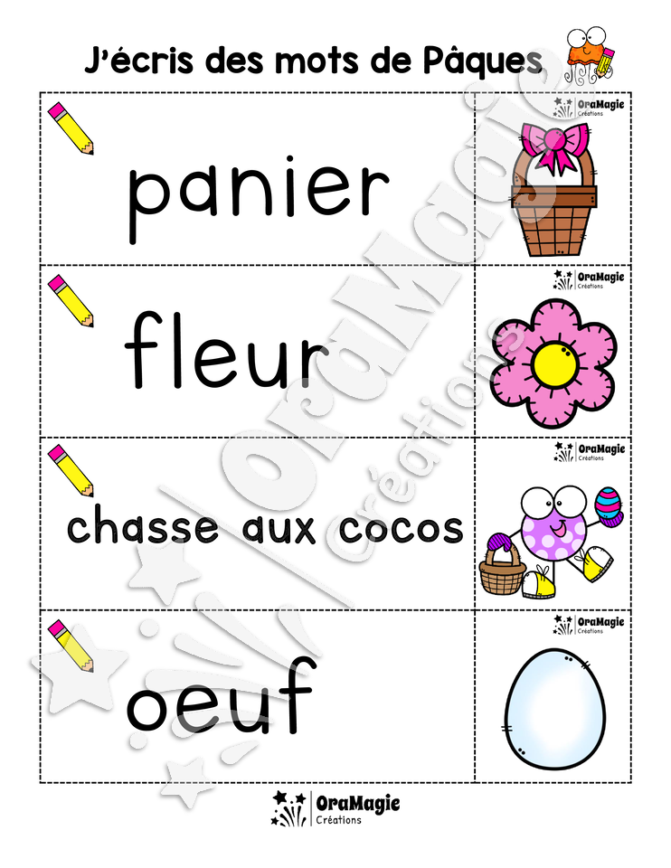 J'écris des mots de Pâques - Préscolaire
