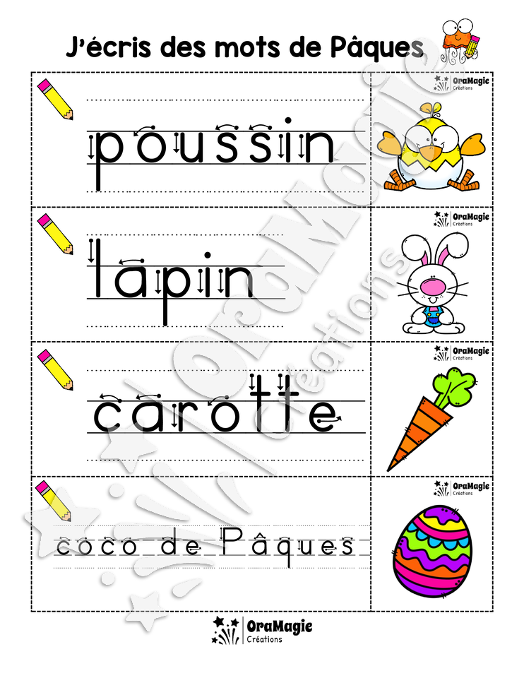 J'écris des mots de Pâques - Préscolaire