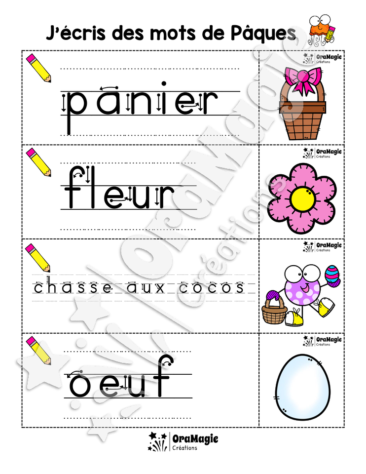 J'écris des mots de Pâques - Préscolaire