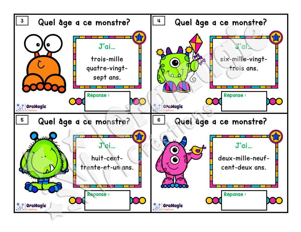 Cartes à tâches - Vieux monstres