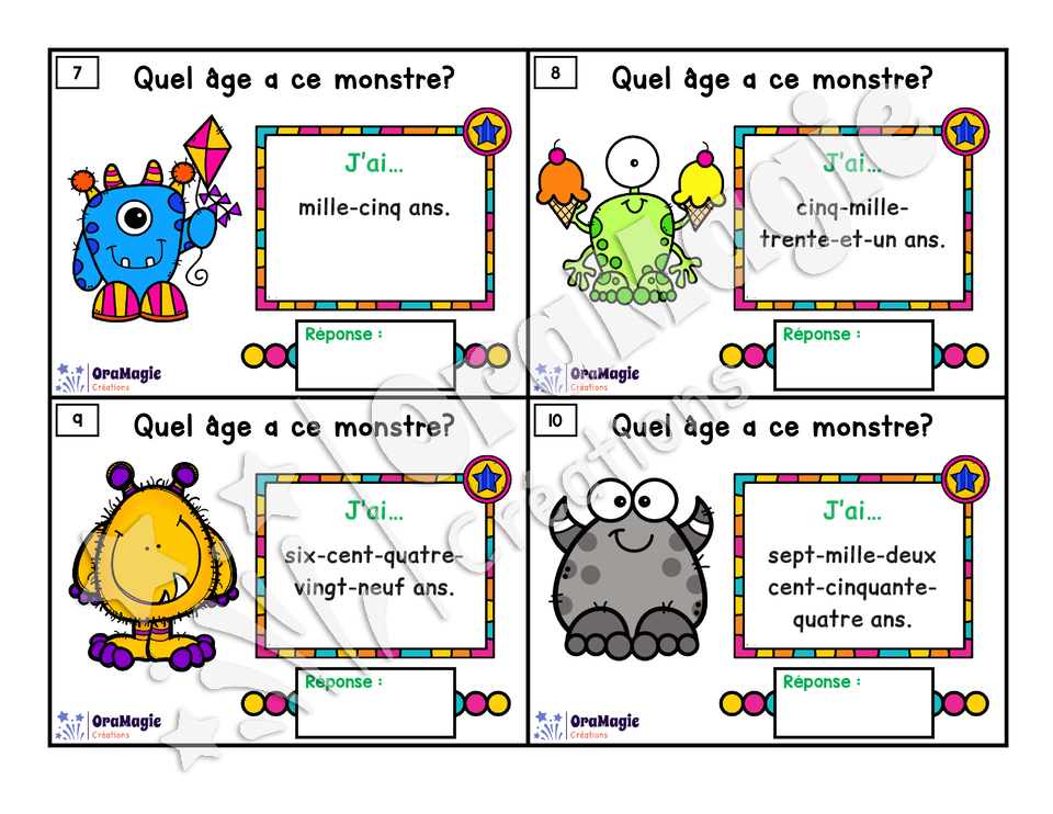 Cartes à tâches - Vieux monstres