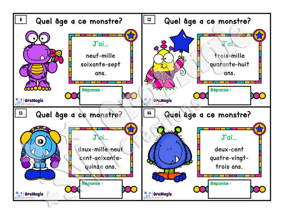 Cartes à tâches - Vieux monstres