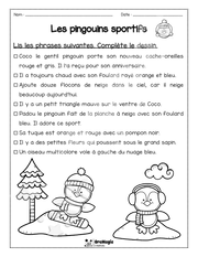 Compréhension de lecture - Lis et colorie - Les pingouins sportifs - 2e année - 2$.pdf