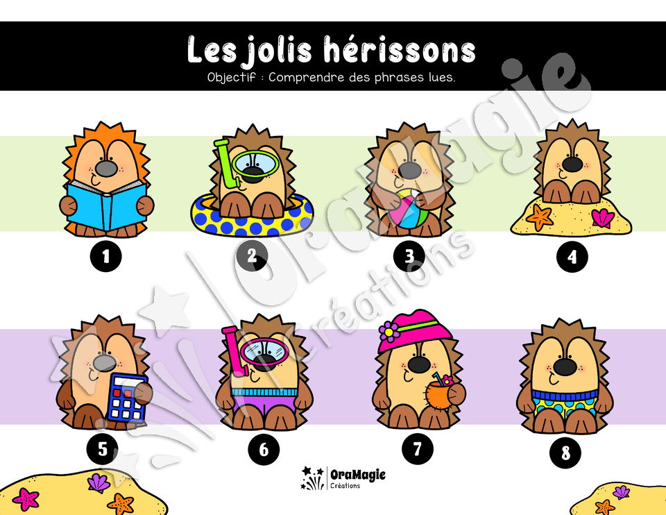 Compréhension de lecture - Les jolis hérissons - Devine qui je suis - 1re année