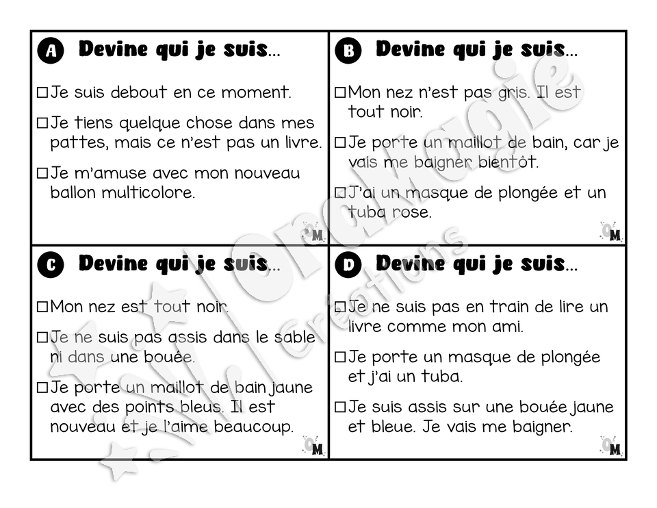 Compréhension de lecture - Les jolis hérissons - Devine qui je suis - 1re année