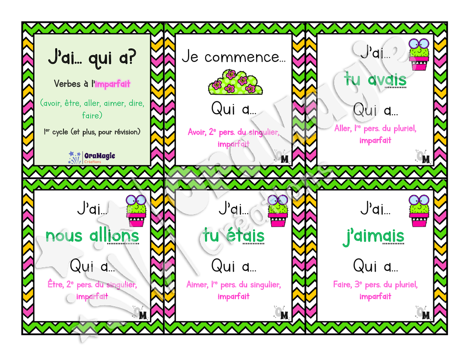 J_ai... qui a - Verbes imparfait avoir, être, aller, aimer, dire, faire - 1er cycle et plus.pdf