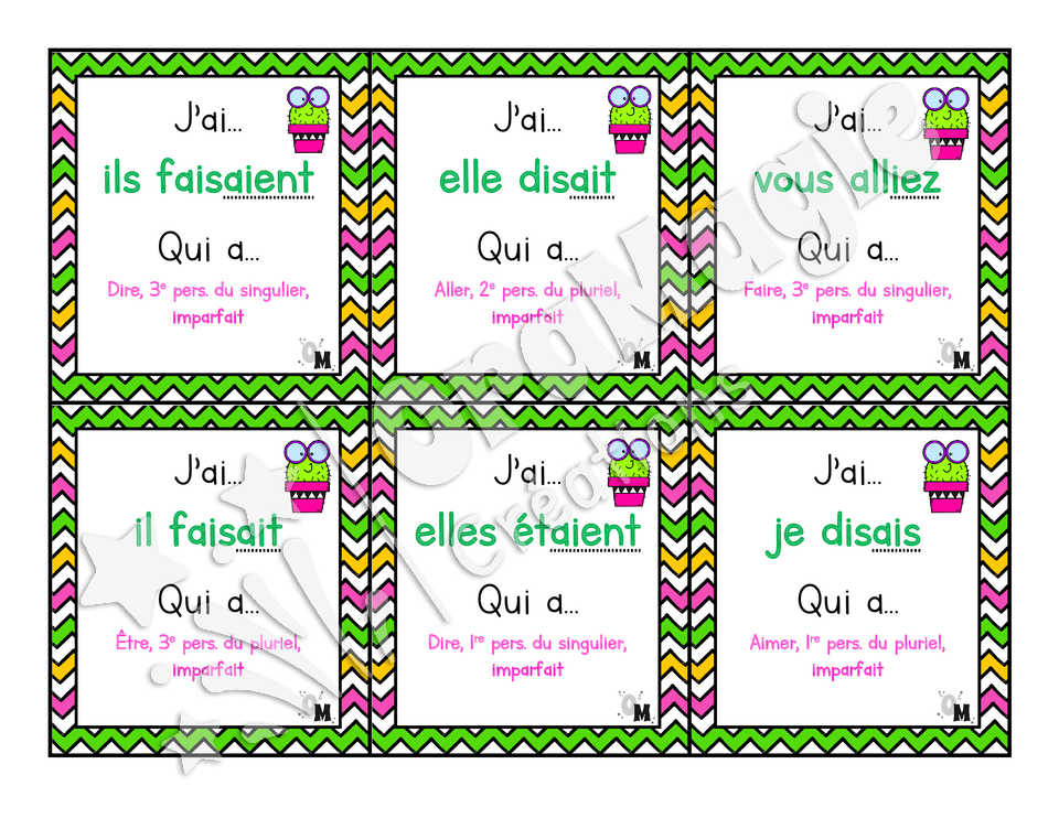 J'ai... qui a - Verbes imparfait avoir, être, aller, aimer, dire, faire