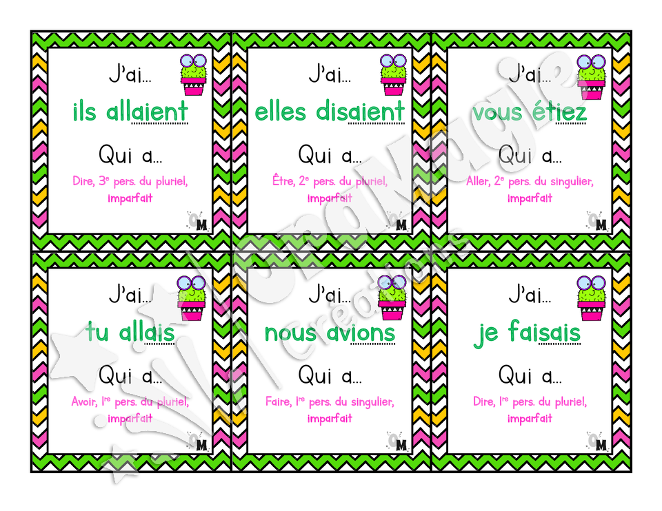 J'ai... qui a - Verbes imparfait avoir, être, aller, aimer, dire, faire