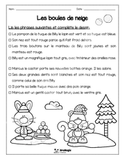Compréhension de lecture - Lis et colorie - Les boules de neige - 2e année - 2$.pdf