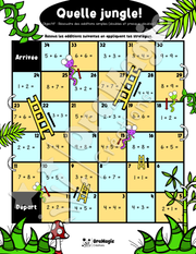 Quelle jungle - Serpent et échelle - Additions stratégie double et quasi-doubles - 1re et 2e année, arithmétique.pdf