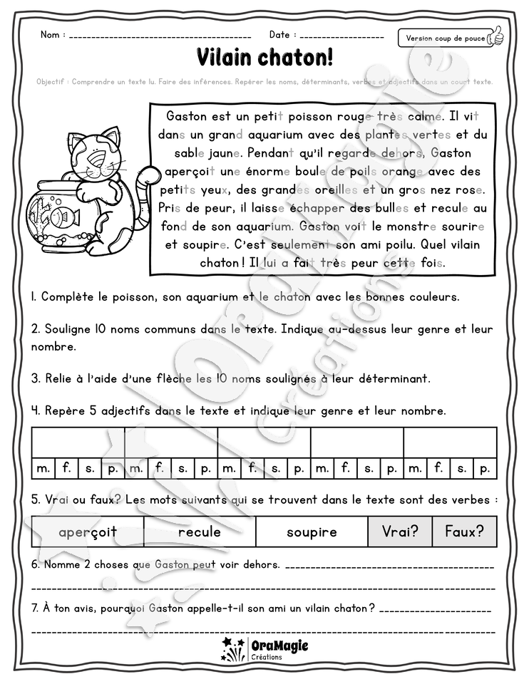 Collection lecture et grammaire - Vilain chaton