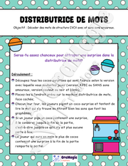 Distributrice de mots - Décodage mots structure CVCV avec et sans sons amoureux - 1re année.pdf